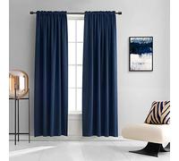 DONREN Dark Blue Blackout Curtains for Living Room - Rod Pocket Thermal Insulated Room Darkening Curtains for Dining Room (42 x 84 Inch,Set of 2 Panels)