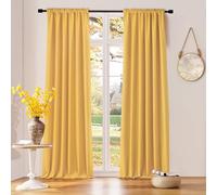 DONREN Extra Long 108 inch Length Blackout Curtains for Large Windows,Rod Pocket Soft and Touching Living Room Sweep to Floor for Villa (Yellow,2 Pack,52 W by 108 inches Long)