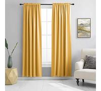 DONREN Gold Yellow Blackout Thermal Insulated Curtain Panels for Bedroom - 2 Panels 84 Inch Length Curtains Room Darkening Rod Pocket Curtain Drapes(42 Wide x 84 Inches Long)