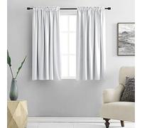 DONREN Greyish White Room Darkening Rod Pocket Curtain Panels - Window Treatment Thermal Insulated Curtains for Bedroom Off White(42 W by 45 L Inch,2 Panels)