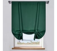 DONREN Hunter Green Tie Up Curtains for Kithcen Living Room Adjustable Window Covering Shade Thermal Insulated Rod Pocket Short Valance for Small Winow,1 Panel,34" Wide x 54" Long
