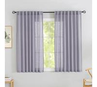 DONREN Lavender Linen Back Tab Curtains 72 Inches Long 2 Panels Set for Guest Room - Modern Country Rod Pocket Semi Sheer Privacy Drapes Hooks Light Filtering Playroom Curtains 52 x 72 Inch Lilac