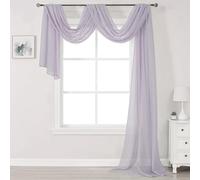 DONREN Lavender Purple Luxury Semi Sheer Window Scarf for Outdoor Decoration - Add Beautiful Elegant Effect to Curtain Drapes (1 Panel 52 by 288 Inch)