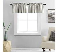 DONREN Light Grey Valance - Kitchen Valances for Small Window with Rod Pocket (2 Panels,42 by 18 Inch)