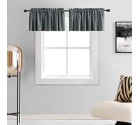 DONREN Medium Grey Valance -Basement Valances for Small Window with Rod Pocket (2 Panels,42 by 18 Inch)