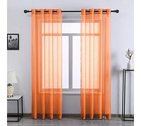 DONREN Orange Sheer Curtains for Bedroom 96 Inch Long Voile Curtain Luxury Soft Textured Sheer Window Drapes 1 Pair