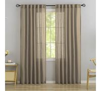 DONREN Retro Linen Blend Back Tab Curtains 90 Inches Long,2 Panels Set for Living Room Hook Belt Loops Pocket Sack Draperies Light Filtering Semi Transparent Window Curtains for Bedroom,Taupe,52"Wide