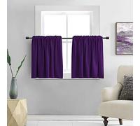 DONREN Royal Purple Small Window Room Darkening Curtain Tiers - Thermal Insulated Window Treatment Rod Pocket Curtains (42 by 30 Inch,2 Panels)
