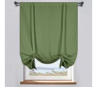 DONREN Sage Green Short Blackout Curtain - Tie Up Shade for Window Thermal Insulated Room Darkening Rod Pocket Panel for Kitchen W34 X L54 inches,1 Piece