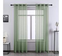 DONREN SAGE Sheer Curtains 72 Inch Long 2 Pack Eyelet Linen Look Voile Textured Sheer Curtains for Living Room Bedroom 52" W x 72" L