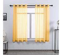 DONREN Semi Sheer Window Curtains 52" W x 63" L Glod Yellow
