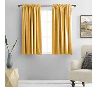 DONREN Short Curtains for Kitchen with Rod Pocket Blackout Curtains 1 Pair Gold Yellow 52" Width x 48" Drop