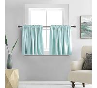 DONREN Short Tier Curtains for Small Windows - Room Darkening Thermal Insulated Window Treatment Rod Pocket Curtains(42 W x 24 L,2 Panels,Aqua)