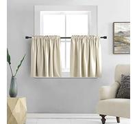 DONREN Small Window Room Darkening Curtain Tiers - Thermal Insulated Window Treatment Rod Pocket Valance Curtains (30 W x 30 L,2 Panels,Cream Beige)
