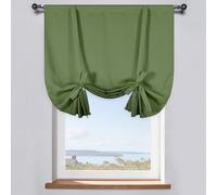 DONREN Solid Blackout Curtain Energy Efficient Rod Pocket Panel for Kitchen Sage Tie Up Shade for Small Window (34 inches W x 45 inches L, Set of 1)