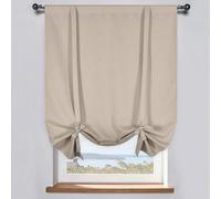 DONREN Taupe Farmhouse Tie Up Shade - Window Valance for Kitchen Balloon Curtain Rod Pocket Drapery for Home Decor Adjustable Valance,34W x 63L in, 1 Panel