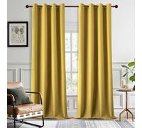 DONREN Thermal Insulated Linen Full Blackout Curtains 52x132 Inches, Grommet Room Darkening Drapes for Bedroom & Living Room, 2 Panels, Gold Yellow