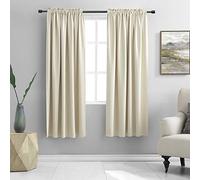 DONREN Thermal Room Darkening Draperies Window Curtain Panels - Easy Care Solid Rod Pocket Curtains for Dining Room (42 W x 72 L,2 Panels,Cream Beige)