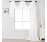 DONREN White Sheer Window Valance - Luxury Soft Semi-Sheer Scarf for Window Wedding Arch Curtains (1 Panel, 52 x 216 Inch Length)