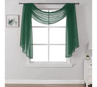 DONREN Window Scarf for Party, Luxurious, Soft, Semi Sheer Scarf, Valance for Wedding (1 Panel, Dark Green), 368 cm long, Emerald Green