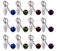 Donrime Bowling Key Chain, 12 Pcs Mini Bowling Pins Key Holder, Bowling Pendant Keychain for Friends, Kids, Family, Unisex-Adults