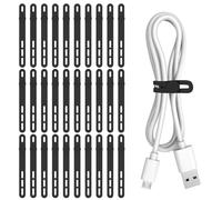 Donruby 30Pcs Silicone Cable Ties - Reusable, Washable with Adjustable Locking Design, High Elasticity Cable Strap Ties for Home, Office, Kitchen, School, Travel Essential Cord Organizer (Black)