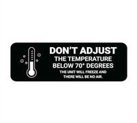 Don'T Adjust The Temperature Below 70 Sign, Signage White/Black Plastic Acrylic, 10" X 3' With Double Side Tape, Adhesive, Easy Mounting