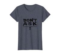 Don't Ask Typography Zipper Graphic Art T-Shirt, Women, Heather Blue, S