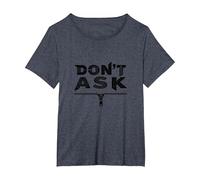 Don't Ask Typography Zipper Graphic Art T-Shirt, Women's Plus, Heather Blue, 5X