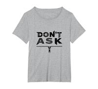 Don't Ask Typography Zipper Graphic Art T-Shirt, Women's Plus, Heather Grey, 5X