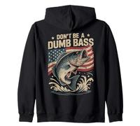 Don't Be A Dumb Bass American Flag Fishing Humor Fishermen Zip Hoodie