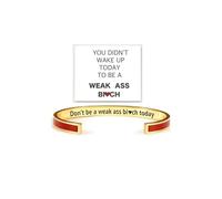 Don't Be A Weak Ass Today Color Bangle Bracelet For Women, Open Enamel Stainless Steel Engraved Message Inspirational Gifts Jewelry, M, Stainless Steel, no gemstone