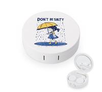Don't Be Salty Round Travel Contact Lens Kit with Mirror | Portable Storage Case Leakproof Design for Outdoor Daily Office
