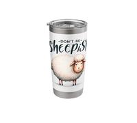 Don't Be Sheepish Funny Cute Sheep Pun Animal Design Stainless Steel Insulated Tumbler
