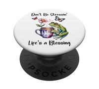 Don't Be Stressin' Life's a Blessing God Frog Cute Butterfly PopSockets Adhesive PopGrip