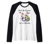 Don't Be Stressin' Life's a Blessing God Frog Cute Butterfly Raglan Baseball Tee