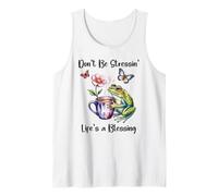 Don't Be Stressin' Life's a Blessing God Frog Cute Butterfly Tank Top