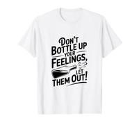 Don't Bottle Up Your Feelings Let Them Out! Value Graphic T-Shirt, Men, White, L