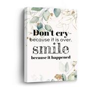 Don't Cry Because It Is Over.smile Because It Happened Canvas Prints Wall Art Quote Oil Painting On Canvas Wooden Framed Art Canvas for Home Decoration Birthday Gift,8 X 12 Inch