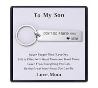 Don't Do Stupid Keychain Gifts for Teen Daughter Son from Mom Dad, Graduation New Driver First Car Reminder Gift, Silver, Medium