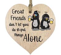 Dont Do Stupid Things Alone - Hanging Wooden Heart Sign Plaque Thank you Gifts for Women - Light Wood Hearts Signs, Thank You Gifts, Friendship Plaque, Best Friend Birthday