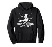 Don't Drink And Fly Drunk Witch With Broom Funny Halloween Pullover Hoodie