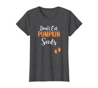 Don't Eat Pumpkin Seeds Funny Pregnancy Pregnant Halloween T-Shirt, Women, Dark Heather Grey, Medium