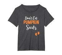 Don't Eat Pumpkin Seeds Funny Pregnancy Pregnant Halloween T-Shirt, Women's Plus, Dark Heather Grey, 3X