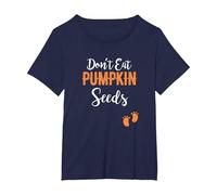 Don't Eat Pumpkin Seeds Funny Pregnancy Pregnant Halloween T-Shirt, Women's Plus, Navy Blue, 2X