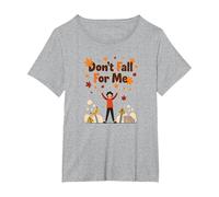 Don't Fall for Me: Autumn Humor for Clumsy Romantics T-Shirt, Women's Plus, Heather Grey, 2X