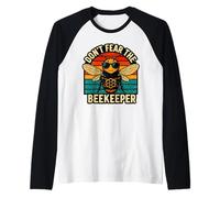 Don't Fear The Beekeeper Retro Pollinator Sunset Raglan Baseball Tee