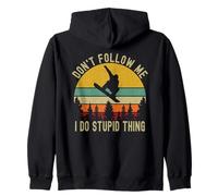 Don't Follow Me I Do Stupid Thing Snowboard Sunset Retro Zip Hoodie