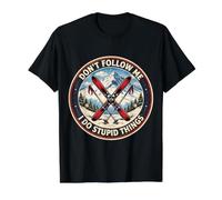 Don't Follow Me I Do Stupid Things Funny Skiing Skier Ski Value Graphic T-Shirt, Men, Black, L