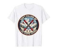 Don't Follow Me I Do Stupid Things Funny Skiing Skier Ski Value Graphic T-Shirt, Men, White, S
